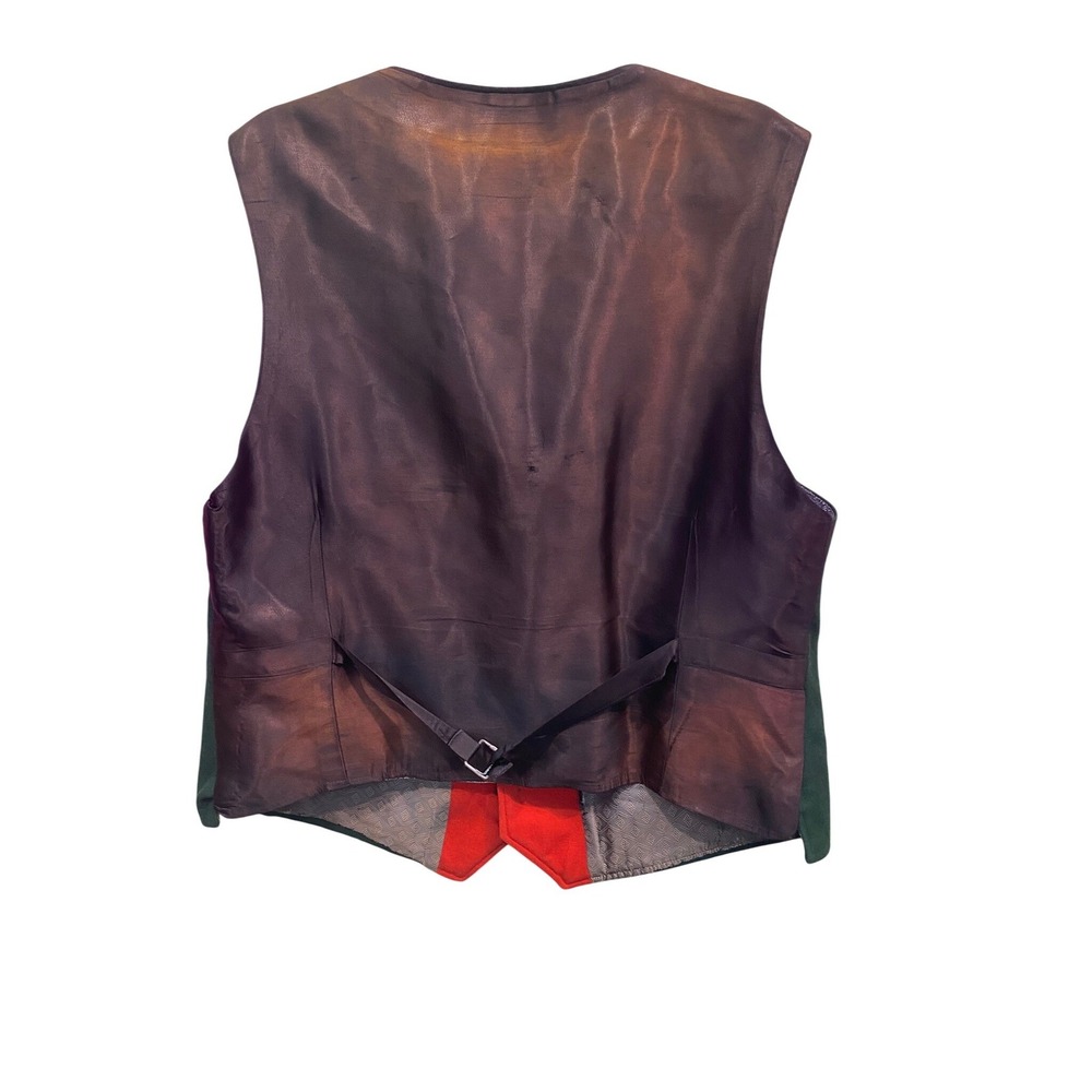 Licht Trachtenhaus Mens Vintage Austrian Trachten Vest Green Wool Red Trim Folk - Picture 4 of 4